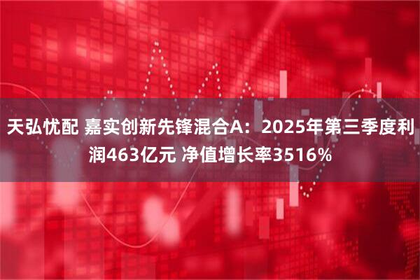 天弘忧配 嘉实创新先锋混合A：2025年第三季度利润463亿元 净值增长率3516%